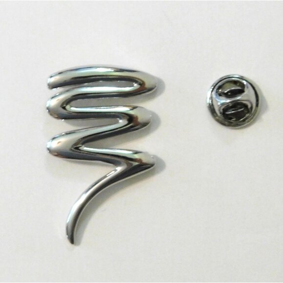 Squiggly Silver Line Metal Lapel Pin Vintage Secure Backing 1.5 Inch - Picture 3 of 5